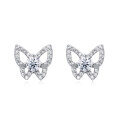 wholesale 925 Sterling Silver Elegant Butterfly Moissanite Earrings With Sparkling Accents-0-0